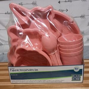 Your Zone Pink Figural Dinnerware Set